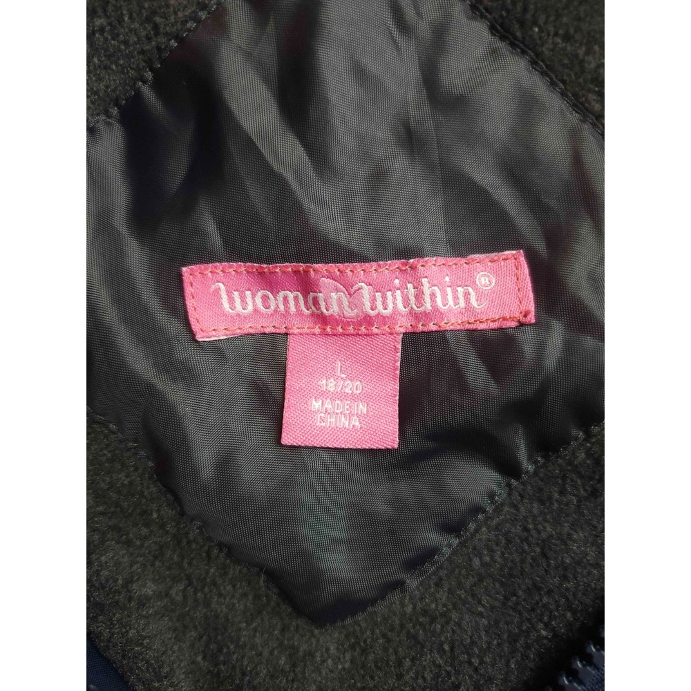 Woman Within Anorak Parka Jacket L 18/20 Blue Hooded Minimalist Utility Gorpcore - Picture 4 of 7